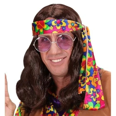 Afbeelding van WIDMANN Bruine pruik hippie voor volwassenen
