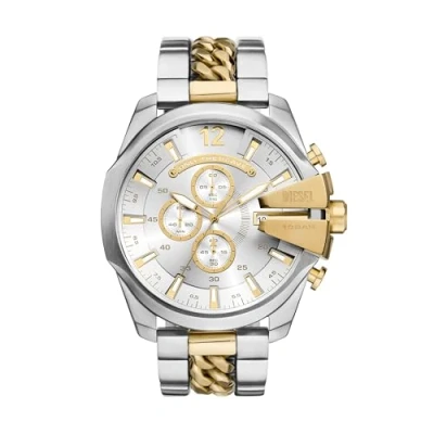 Afbeelding van Diesel MEGA Chief Chronograaf silvercoloured, Heren, Maat: One Size, Silver coloured