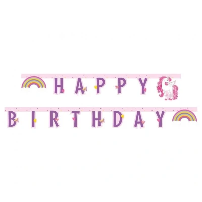 Image de Guirlande de lettres licorne arc en ciel 185cm chaque