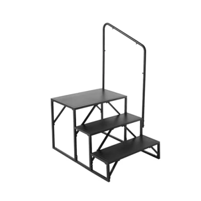 Image de VEVOR Marchepieds pour Camping cars 3 Marches, Escabeau de Caravane Charge 199,58 kg, Acier au Carbone Épaissi, avec Main Courante, Antidérapant Entrée et Sortie en Toute Sécurité, Remorque