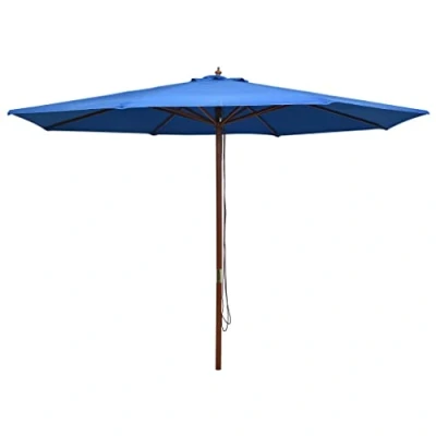 Afbeelding van vidaXL Parasol voor buiten, met houten mast, patio, terras, tuin, meerkleurig, Blauw