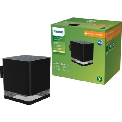 Afbeelding van Philips Virona wandlamp Solar buitenlamp Warm wit licht; 2700K Zwart Zonne energie