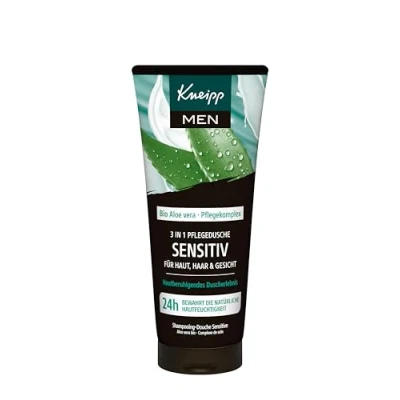 Afbeelding van Kneipp MEN 3 in 1 frisse en gevoelige douche, met verkwikkende geur, natuurlijk verzorgingscomplex biologische aloë vera, veganistisch, pH ideaal voor de huid, 200 ml