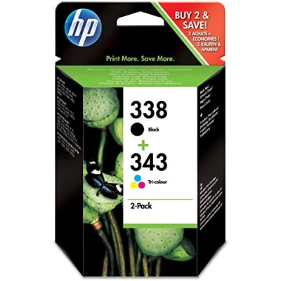 Image de HP 338/343 noir, couleur (cyan, magenta, jaune) originale cartouche d&#039;encre
