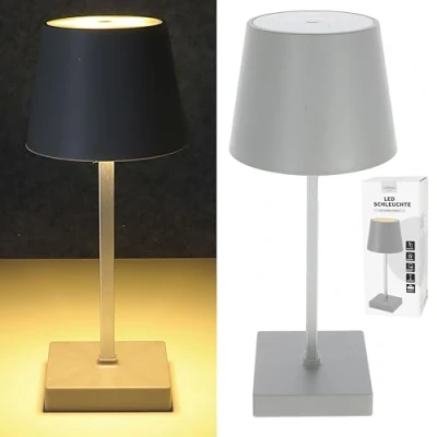 Afbeelding van Cepewa Led tafellamp, grijs, 17 leds, 8,5 x 26 cm, ABS, PS touch functie, werkt op batterijen, warmwit, 3 helderheidsniveaus, 25 lumen (1 cm grijze tafellamp)