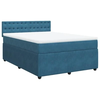 Afbeelding van vidaXL Boxspring met matras fluweel blauw 160x200 cm