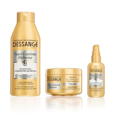 Image de DESSANGE Coffret Nutri Extrême Richesse Shampoing Nourrissant + Masque Capillaire Elixir Concentré Nutrition Nourrit Intensément &amp; Redonne Douceur Pour Cheveux Très Secs, Rêches, Ternes