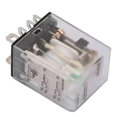 Afbeelding van Vermogensrelais tussenrelais 8 polig 10 A elektromagnetisch relais twee open gesloten met groen lampje 12 VDC / 6 110 V DC (6 VDC)