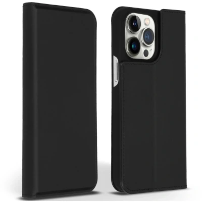 Afbeelding van Accezz Hoesje Geschikt voor iPhone 14 Pro Max Met Pasjeshouder Premium Leather Slim Bookcase Zwart
