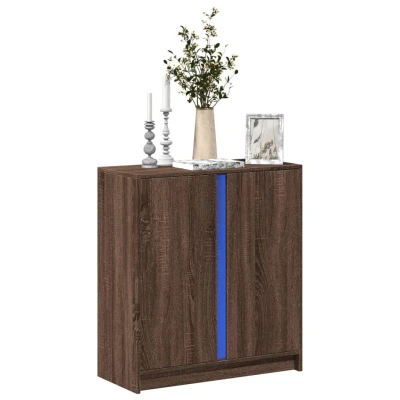 Afbeelding van Dressoir met LED 77x34x85 cm bewerkt hout bruin eikenkleur