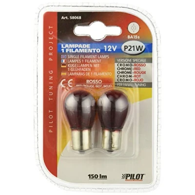 Afbeelding van Lampa 58068 Set van 2 verchroomde gloeilampen, rood