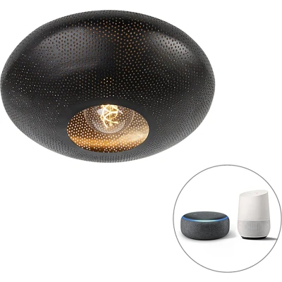Afbeelding van QAZQA Smart plafondlamp zwart met goud 40 cm incl. Wifi G95