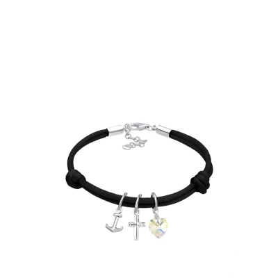 Afbeelding van Elli Kreuz HERZ Anker Armband, Dames, Maat: 19, Schwarz