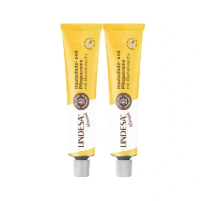 Afbeelding van Lindesa Bijenwas verzorgende crème handcrème, huidbeschermingscrème, handverzorging metalen tube (2 x 50 ml)