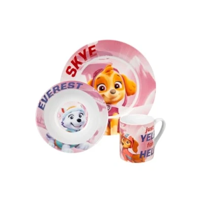 Afbeelding van United Labels Paw Patrol 3 delige ontbijtset voor kinderen met bord, kom en beker, vaatwasser magnetronbestendig, motief Skye, Everest Liberty