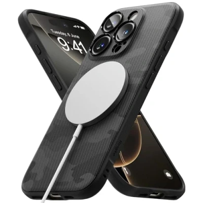 Afbeelding van Ringke Onyx Magnetische beschermhoes [MagSafe compatibel] voor iPhone 16 Pro Max, stevige grip, antislip, elegant, robuust, schokbestendig, krasbestendig, oplader/accessoires