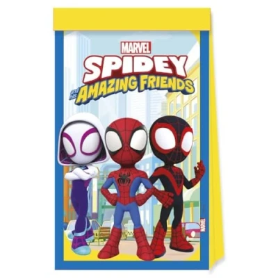 Afbeelding van Procos Spidey &amp; Friends Uitdeelzakjes Feestzakjes 4 stuks FSC papier.