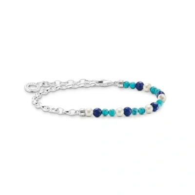 Afbeelding van Thomas Sabo Damesarmband 925 sterling zilver A2100 056 7 L17 17 cm, Turkoois Paarlemoer Lapis lazuli