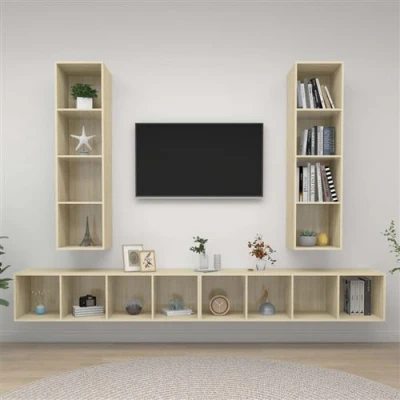 Afbeelding van vidaXL Tv wandmeubelen 4 st bewerkt hout sonoma eikenkleurig