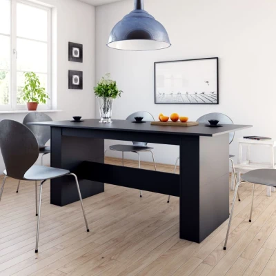 Afbeelding van Eettafel 180x90x76 cm spaanplaat zwart
