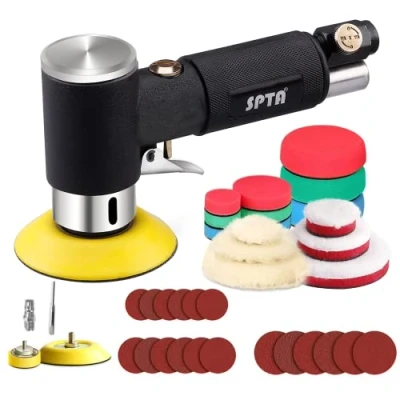 Image de SPTA 25mm/50mm/80mm Meuleuse Excentrique, Mini Ponceuse à Air Pneumatique De Polisseuse avec 33 Tampons Polissage pour Voiture