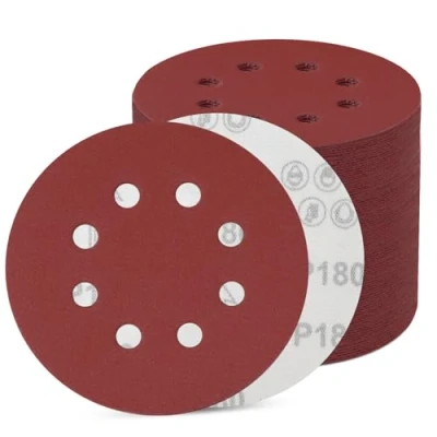 Afbeelding van 80 vellen schuurpapier 125 mm klittenband, 8 gaats schuurschijven, rond (100 stuks korrel 180)