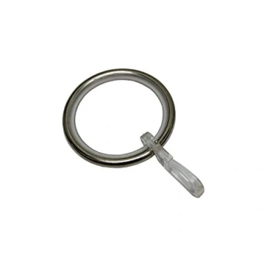 Afbeelding van GARDINIA Gordijnringen voor gordijnroedes met Ø 25 mm, incl. glijinzetstuk en plooihaakglijders, 10 stuks, breedte 4 metaal, roestvrij staal