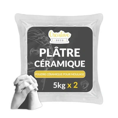 Afbeelding van Creative Deco 10kg Keramisch Gips 2 x 5kg Gietmassa Wit Gietpoeder Modelgips Voor Gieten Knutselen Modelleerwerk Geurloos