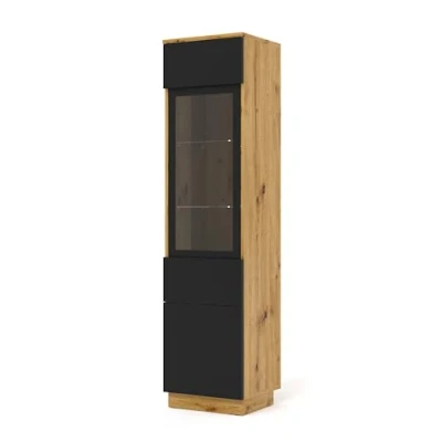 Afbeelding van BIM Furniture Aura 1DS glazen vitrine voor kast, meubelzijde, vitrine, boekenkast, 150 cm