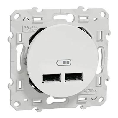 Afbeelding van Schneider Electric Odace dubbele USB oplader 2.1 A wit S520407