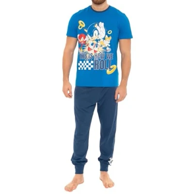 Afbeelding van Sonic The Hedgehog Pyjama, pyjama voor heren, pyjamasets S XXL, Blauw