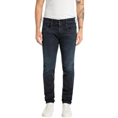 Image de Replay Anbass Jean pour homme Coupe slim Hyperflex avec stretch Bleu foncé 007 7 Taille 29 W/32 L, Dark Blue 7, 29W / 32L