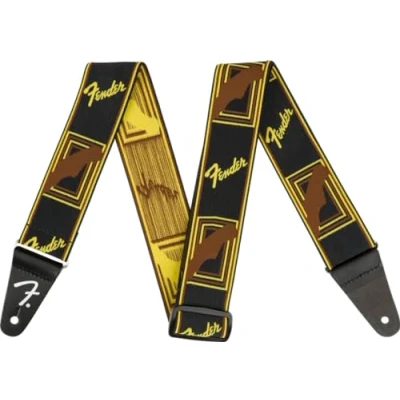 Image de Fender©&quot;Weighless™&quot; Monogram Sangle pour Guitare et Basse 5cm de large Noir/Jaune/Brun