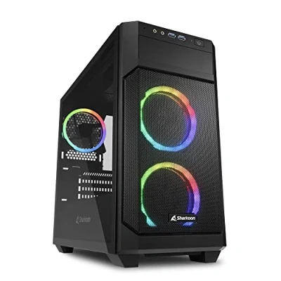 Afbeelding van Sharkoon V1000 RGB Micro tower PC behuizing Zwart