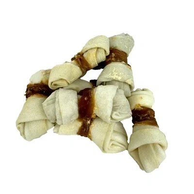 Afbeelding van Petstyle Living Geknoopt Bot Wit Met Eend 6,5 7,5 CM (25 STUKS)
