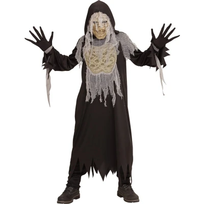 Afbeelding van Widmann Mummie Kostuum Smurfafa Jongen Zwart Maat 158 Halloween Verkleedkleding