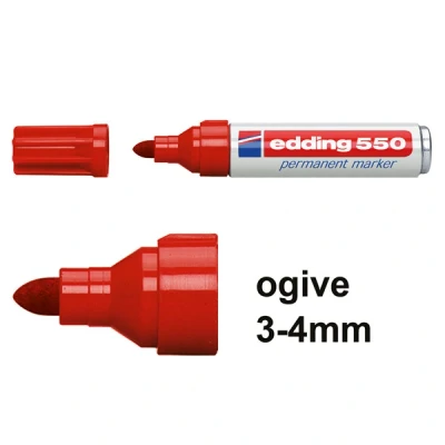 Image de edding marqueur permanent 550, pointe ogive, rouge
