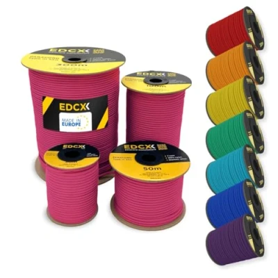 Afbeelding van EdcX Paracord van nylon 4 mm 550, 30 m, type III, touw 100% nylon, 7 draads touw, in effen kleuren (zacht roze, m)