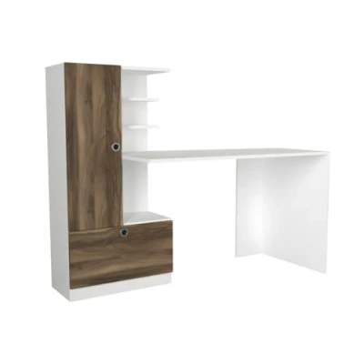 Afbeelding van Vente unique Bureau met kast Wit en naturel MIDIALI L 149.5 cm x H 120 D 61.8