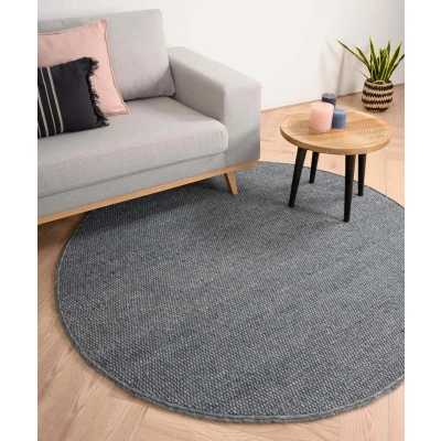 Afbeelding van Rond Wollen Tapijt/Vloerkleed Lett Staalblauw 250 Cm 100% Wol