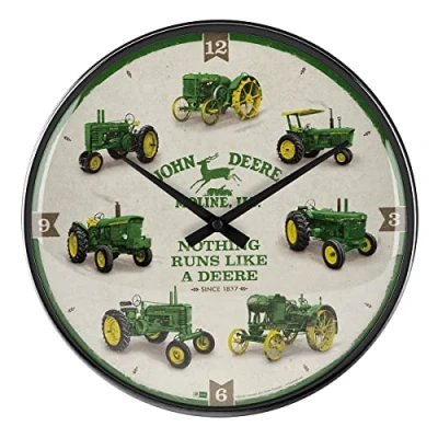 Afbeelding van Nostalgic Art John Deere Retro wandklok, diameter 31 cm, cadeau idee voor tractorfans, origineel gelicentieerd product (PLO), grote keukenklok, vintage design