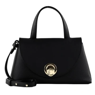 Afbeelding van COCCINELLE Leren schoudertas Nikla Handbag Double Grainy Leather Noir / Cognac zwart