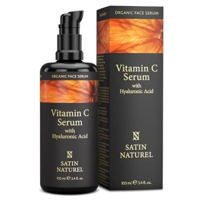 Image de Satin Naturel Sérum Vitamine C Bio 100 ml Visage Hydratant &amp; Illuminateur Acide Hyaluronique Anti Taches Âge Soins Vegan à l’Aloe Vera Peau Rajeunie et Éclat