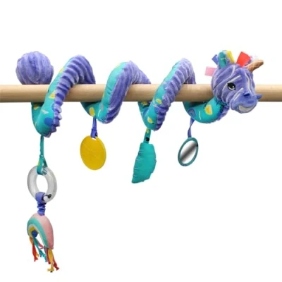 Image de Les déglingos Spirale d’activités Kiprokos Le zèbre Jouet d’éveil pour bébé avec activités sonores et tactiles 1 pièce Violet 40cm déployé