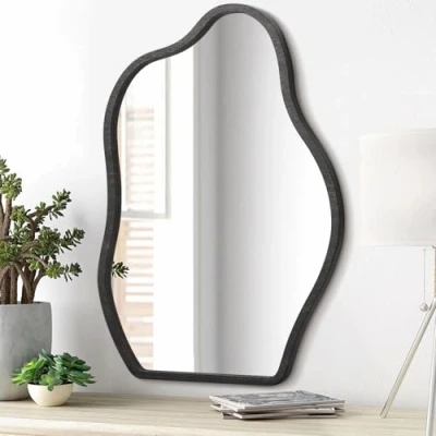 Afbeelding van Lzuso Wandspiegel Houten Frame Enkele Asymmetrische Onregelmatige Wolk Spiegel Woonkamer Moderne Slaapkamer Ijdelheid Entree Hal Art Deco Muur Opknoping