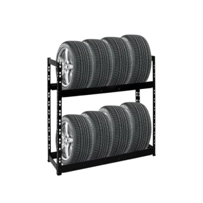 Afbeelding van PROREGAL Tiger Bandenrek 100 x 110 35 cm (h b d), 150 kg belastbaar tot 8 banden, met 2 niveaus, zwart