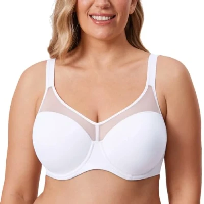 Afbeelding van DELIMIRA Beugelbeha voor dames, naadloze beha, grote maten, gevoerd, Wit 417