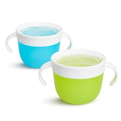 Image de Munchkin Lot de 2 boîtes à goûter pour tout petits et pot sevrage bébé, porte collations récipients stockage des aliments, sans BPA, petit enfants avec