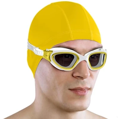 Afbeelding van AqtivAqua Zwembril voor kinderen, volwassenen, vrouwen en mannen, DX H (metallic goud, zilveren etui, getint glas)