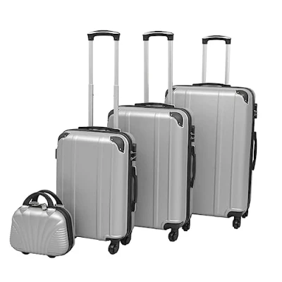 Afbeelding van vidaXL Vierdelige trolleykofferset, zilverkleurig, zilver., Koffer